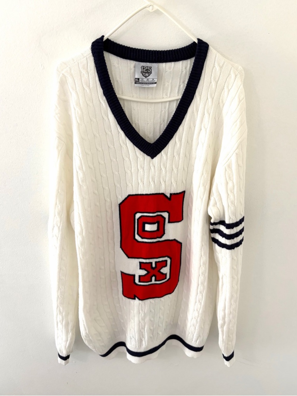 Sportswear Unlimited Chicago White Sox 125th Anniversary V-Neck Sweater, Size XL
